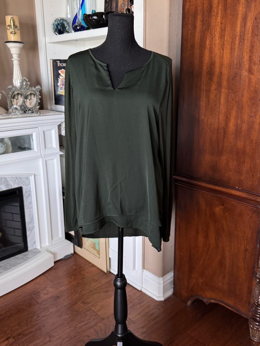 J Jill Olive Green Layered Tunic Top